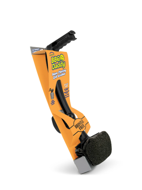 Scrub Daddy BBQ Daddy Cepillo para Parrilla - Depurador de Limpieza Al Vapor sin Cerdas con Malla de Acero ArmorTec - Cepillo de Limpieza de Cabeza Reemplazable + Raspador para Parrillas (1 Unidad)