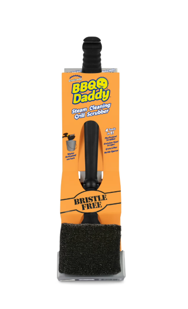 Scrub Daddy BBQ Daddy Cepillo para Parrilla - Depurador de Limpieza Al Vapor sin Cerdas con Malla de Acero ArmorTec - Cepillo de Limpieza de Cabeza Reemplazable + Raspador para Parrillas (1 Unidad)